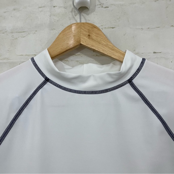 Lands End White Rash Guard Short Sleeve Swim Shirt - Picture 2 of 8